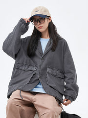 モデル画像: モデルが着用したヴィンテージテーラードジャケットのシルエット