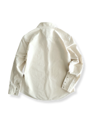 スタンドカラーリネン混シャツ