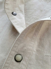 スタンドカラーリネン混シャツ