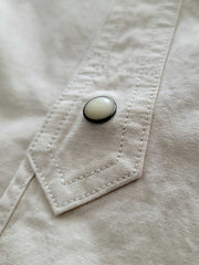 スタンドカラーリネン混シャツ