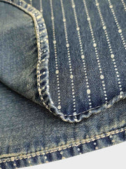 詳細画像: 藍染めストライプシャツの両胸ポケットのディテール