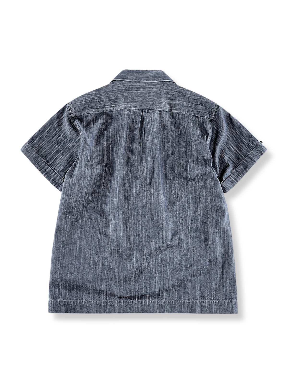 ナポリウィンザーカラーデニム半袖シャツ全体展示