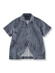 ナポリウィンザーカラーデニム半袖シャツ全体展示