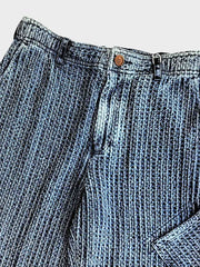 藍染刺し子素材カジュアルパンツ