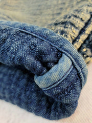 詳細画像: 藍染刺し子パッチワークの刺繍細部