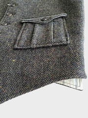 ダークグリーンヘリンボーンツイードベスト