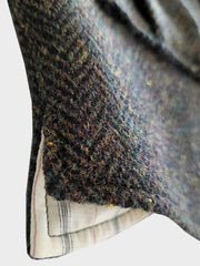 ダークグリーンヘリンボーンツイードベスト