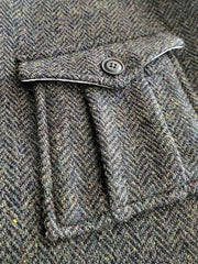 ダークグリーンヘリンボーンツイードベスト