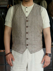 ヴィンテージリネンストライプスリムベスト