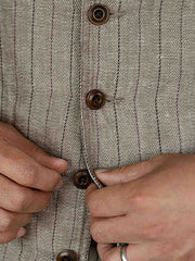 ヴィンテージリネンストライプスリムベスト