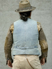 藍染め刺し子 Vネックベスト