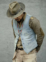 藍染め刺し子 Vネックベスト