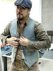 藍染め刺し子 Vネックベスト