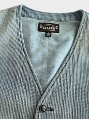 藍染め刺し子 Vネックベスト