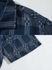 チェック柄キューバカラーシャツ