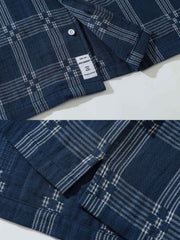 チェック柄キューバカラーシャツ