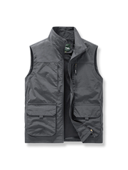 軽量 通気性 立襟 多ポケット フィッシングベスト