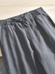 天然麻 ゴムウエストスラックス