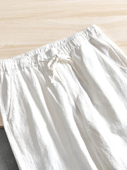 天然麻 ゴムウエストスラックス