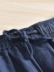 天然麻 ゴムウエストスラックス