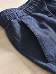 天然麻 ゴムウエストスラックス