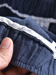 天然麻 ゴムウエストスラックス