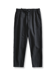 天然麻 ゴムウエストスラックス