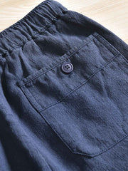 天然麻 ゴムウエストスラックス