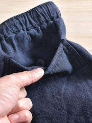 天然麻 ゴムウエストスラックス