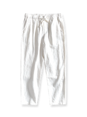 天然麻 ゴムウエストスラックス