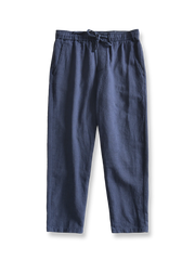 天然麻 ゴムウエストスラックス