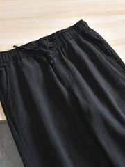 天然麻 ゴムウエストスラックス