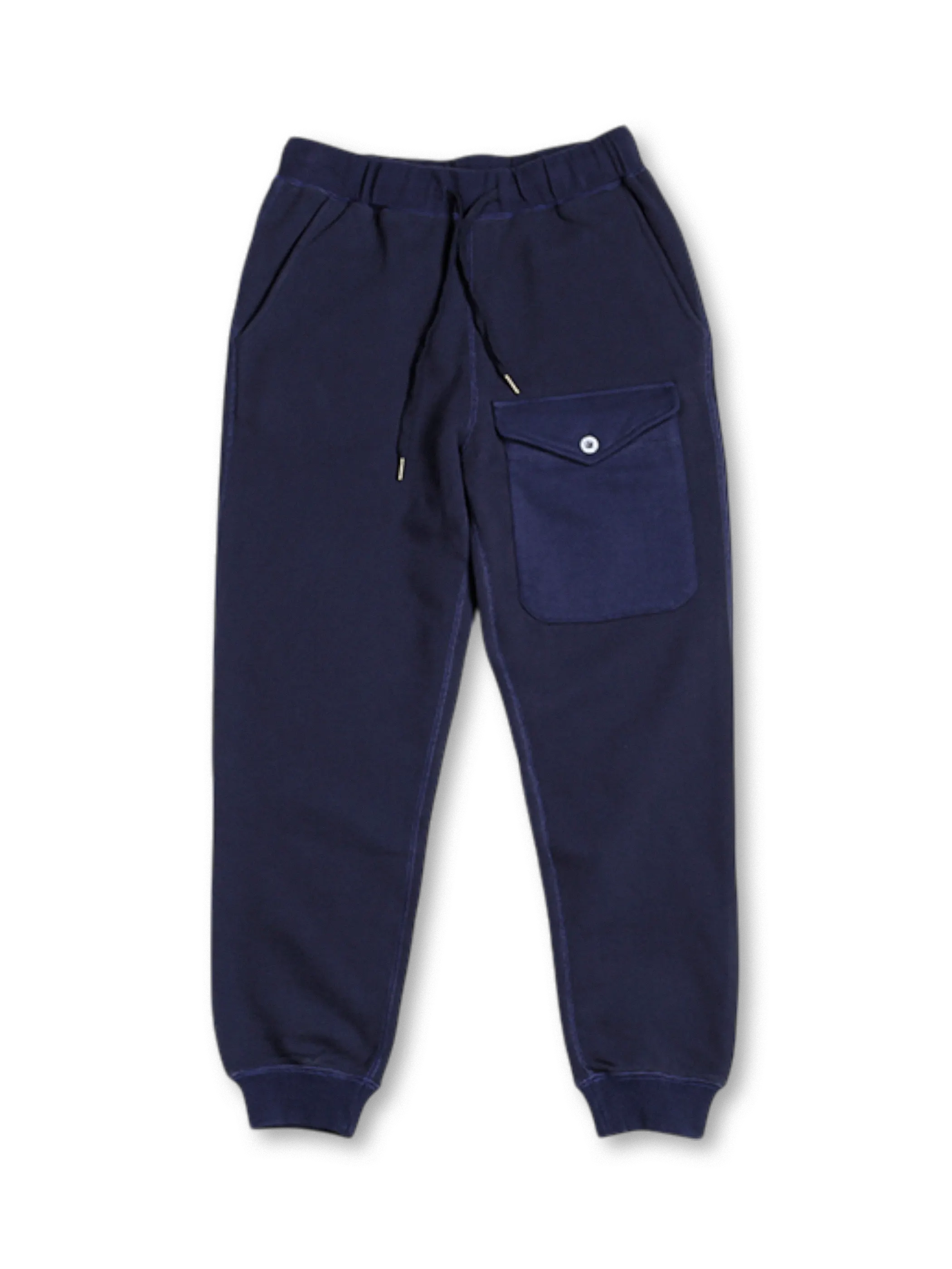 カラーブロック作業風フリースジョガーパンツの前面画像