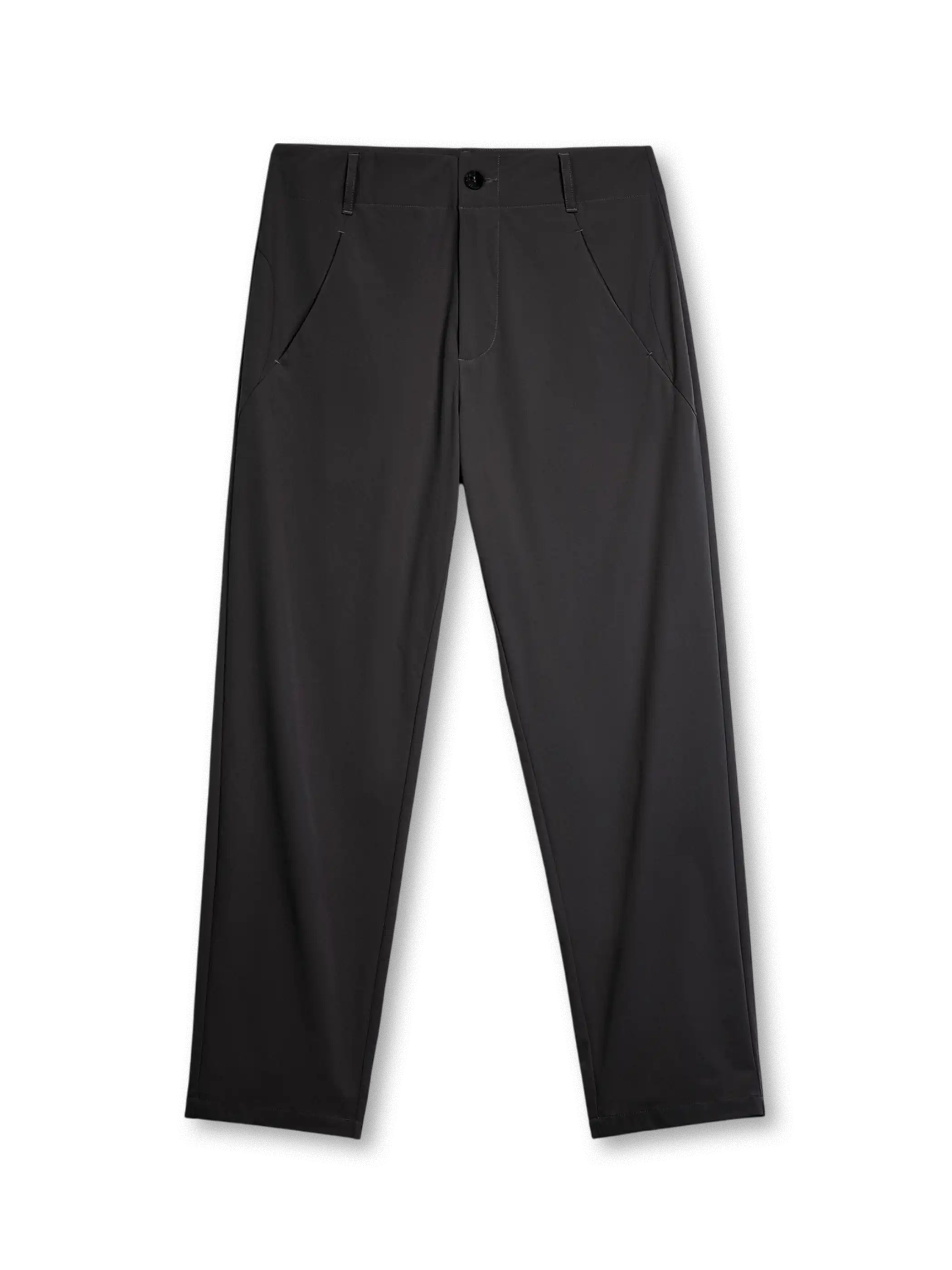 グレーとダークカラーの2色展開のイージーパンツ、軽やかなナイロン生地で仕立てられている