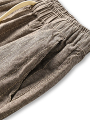 ヴィンテージストライプ 抗シワリネンコットン クロップドパンツ