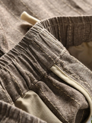 ヴィンテージストライプ 抗シワリネンコットン クロップドパンツ