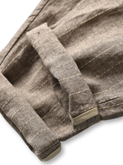 ヴィンテージストライプ 抗シワリネンコットン クロップドパンツ