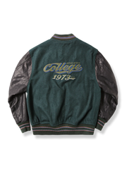 アイビースタイル レザー袖 ウールベースボールジャケット