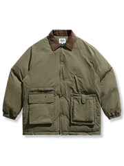 三色展開 襟コーデュロイ 中綿ジャケット