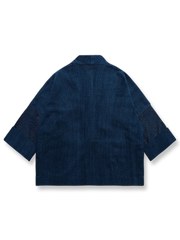 幾何学パッチワーク デニムコットン ショートハッピ