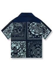 バティックパッチワークキューバカラー半袖シャツ