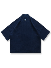 植物刺し子繍パッチワーク半袖はんてん正面図