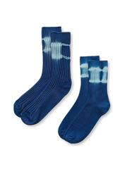 植物染め手作り絞り染め厚手ニットソックス正面図