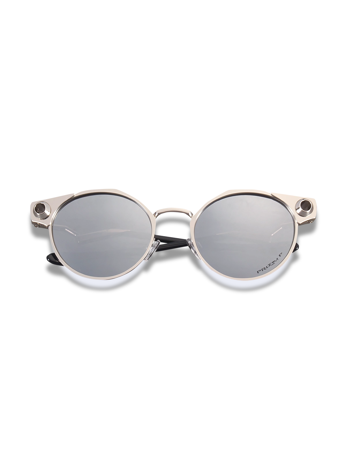 オレンジフレームグリーンレンズハーフリムサングラス正面展示