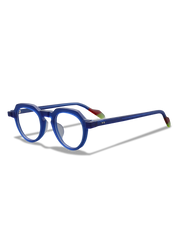 メガネのキーホールブリッジとカラフルなテンプルの詳細