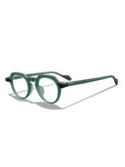 メガネのキーホールブリッジとカラフルなテンプルの詳細