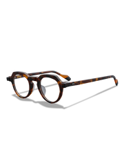 メガネのキーホールブリッジとカラフルテンプルのディテール特写