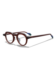 メガネのキーホールブリッジとカラフルテンプルのディテール特写