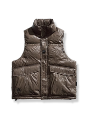 艶あり ホワイトダックダウン 立襟ベスト