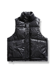 艶あり ホワイトダックダウン 立襟ベスト